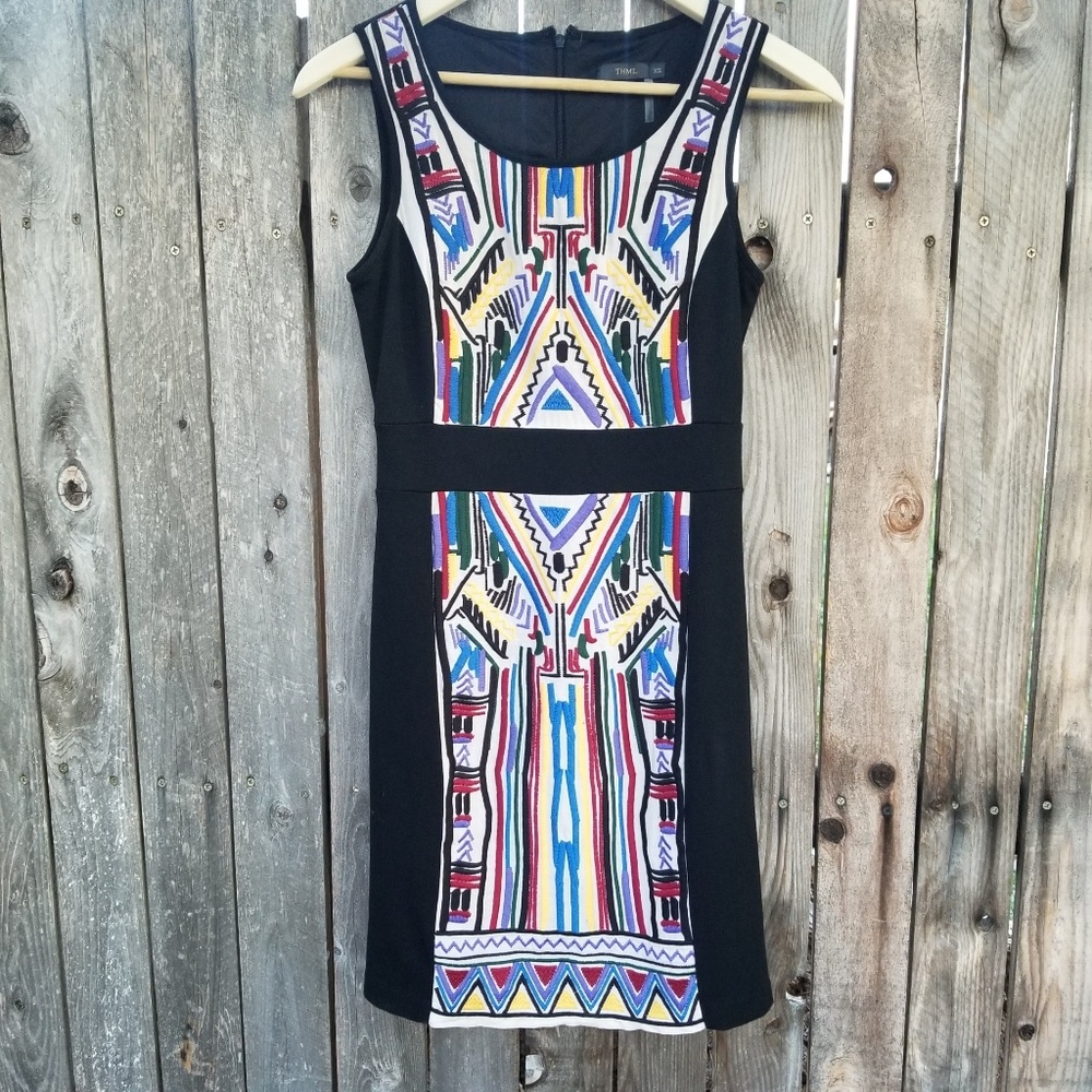 THML black embroidered   dress size  xs